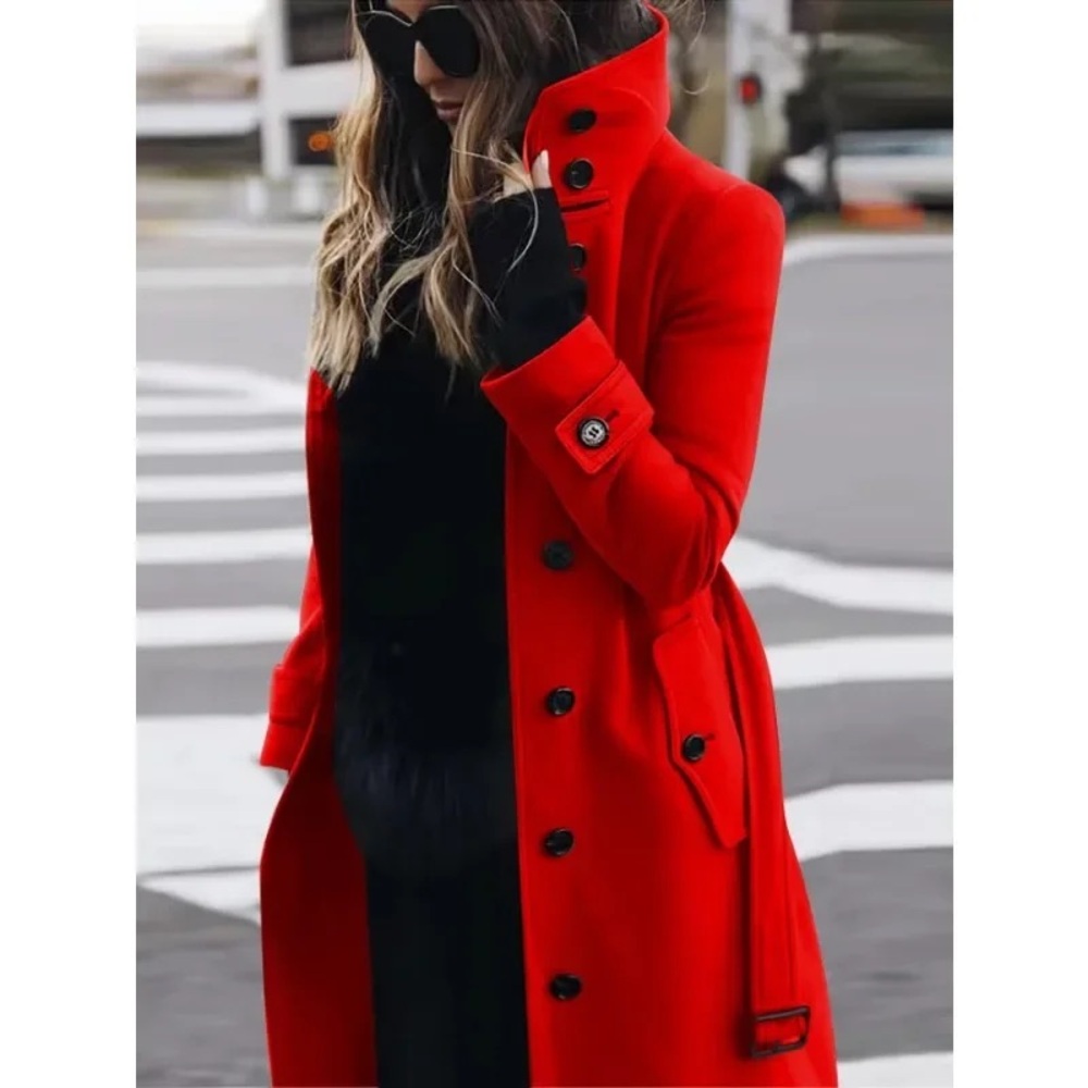 MICHAEL Michael Kors 100% Wool Classic Car Coat-Size 14-Cherry-SEE ACTUAL PHOTO!